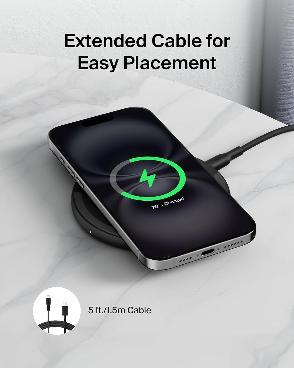 Belkin Cargador inalámbrico de 15W, Base de carga Qi para iPhone 17 (paquete de 2)