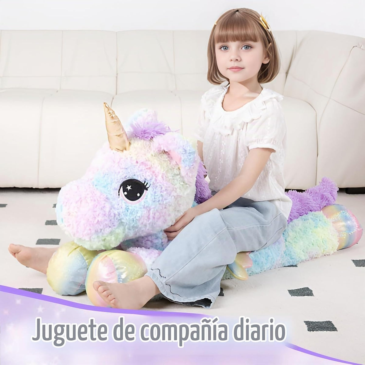 almohada de peluche de unicornio arcoíris gigante de 44 pulgadas con alas, unicornio suave y lindo de gran tamaño, peluches de animales, almohada de cuerpo para niños, niños, niñas, regalo