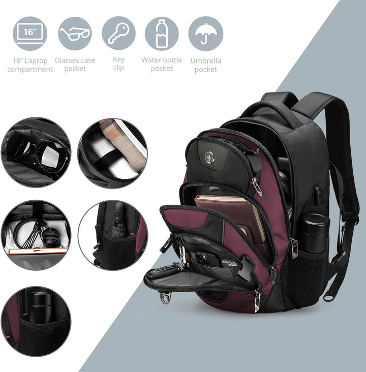 swissdigital Mochila para portátil de viaje de negocios, para hombr...