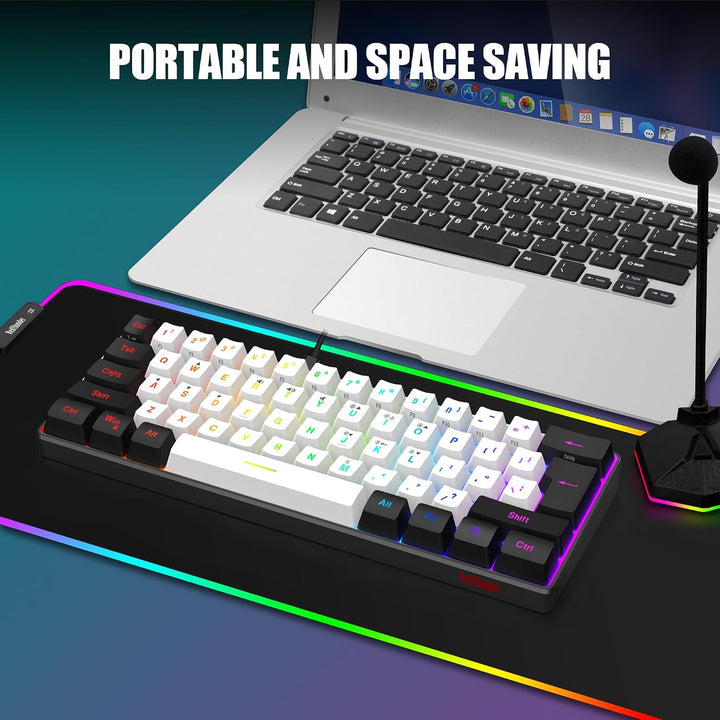 RedThunder Combo de teclado y mouse 60% para juegos, mini teclado u...