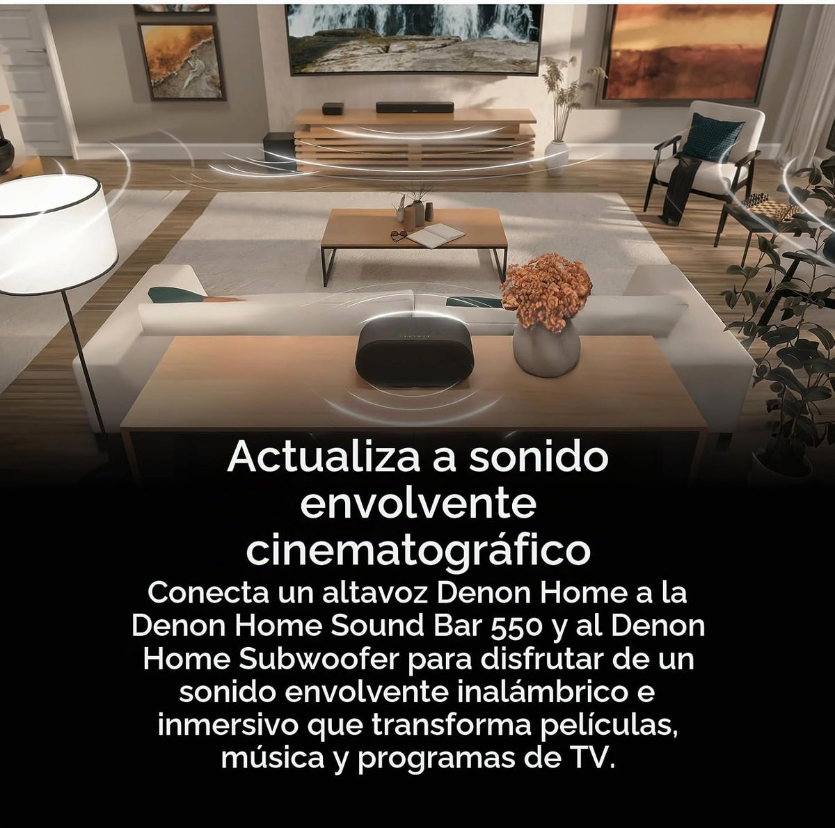 Denon Home 600 - Altavoz inteligente inalámbrico con sonido estéreo, color piedra