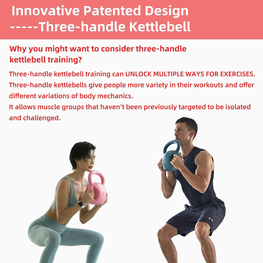 RUNWE - Juego de pesas rusas con 3 asas - Peso para mujeres, opciones de 5, 10, 15 y 20 libras para giros rusos, ejercicio abdominal, levantamiento de pesas y ejercicio de fitness core para gimnasio