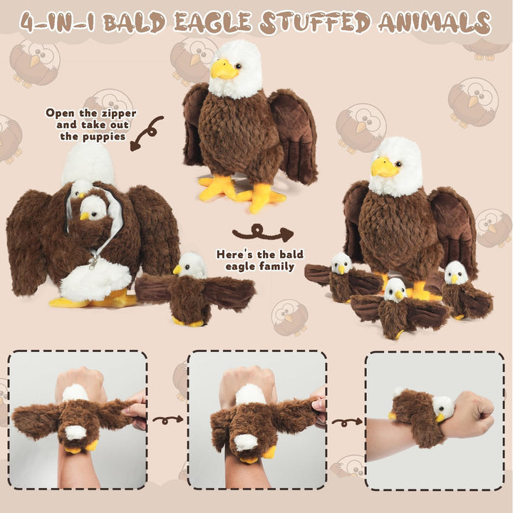 XYHQYB 4 piezas de animales de peluche de águila calva, 14 pulgadas...