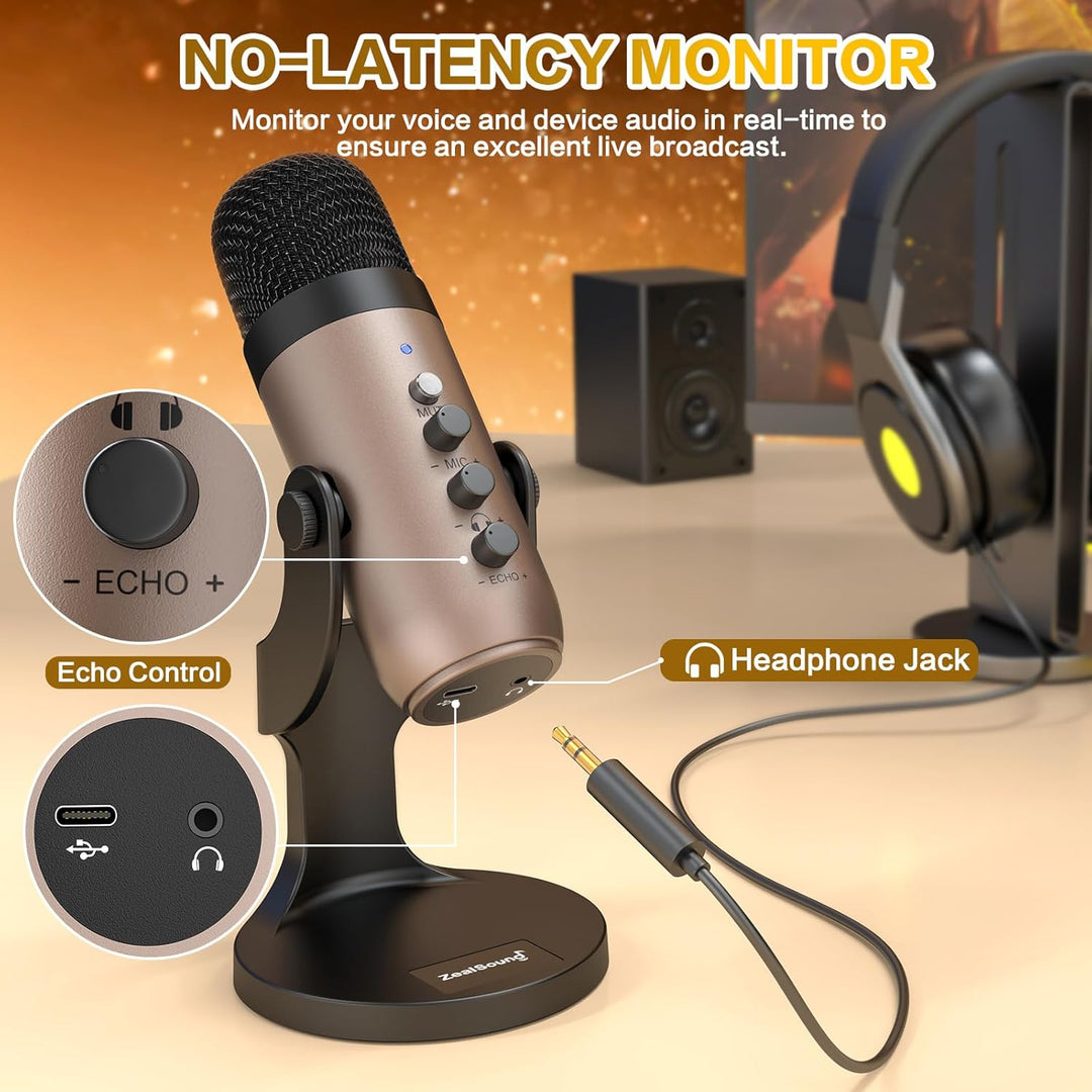 ZealSound Micrófono USB, micrófono condensador de computadora, micr...