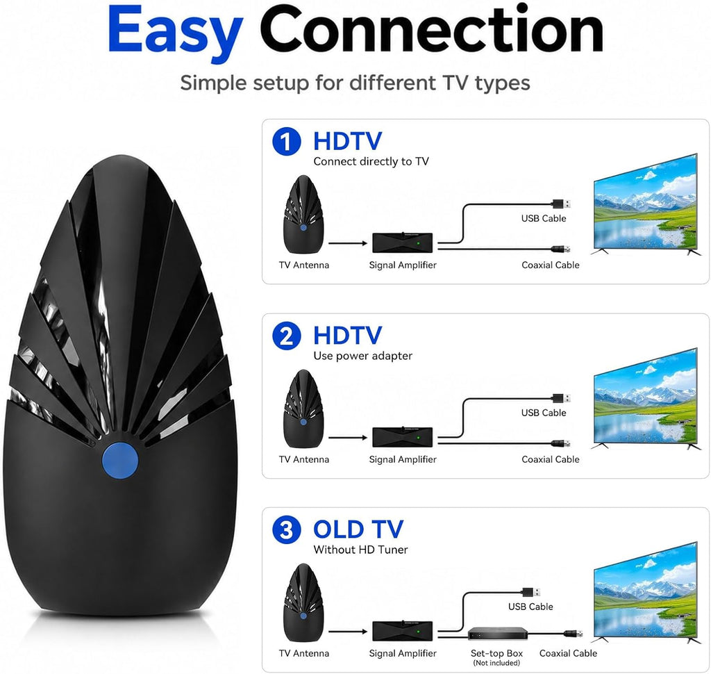 Antena interior, utilizada para la televisión inteligente, recibiendo