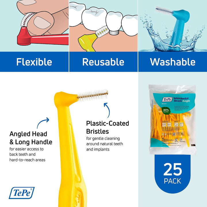 TePe Cepillo interdental, ángulo de cepillo dental en ángulo para l...