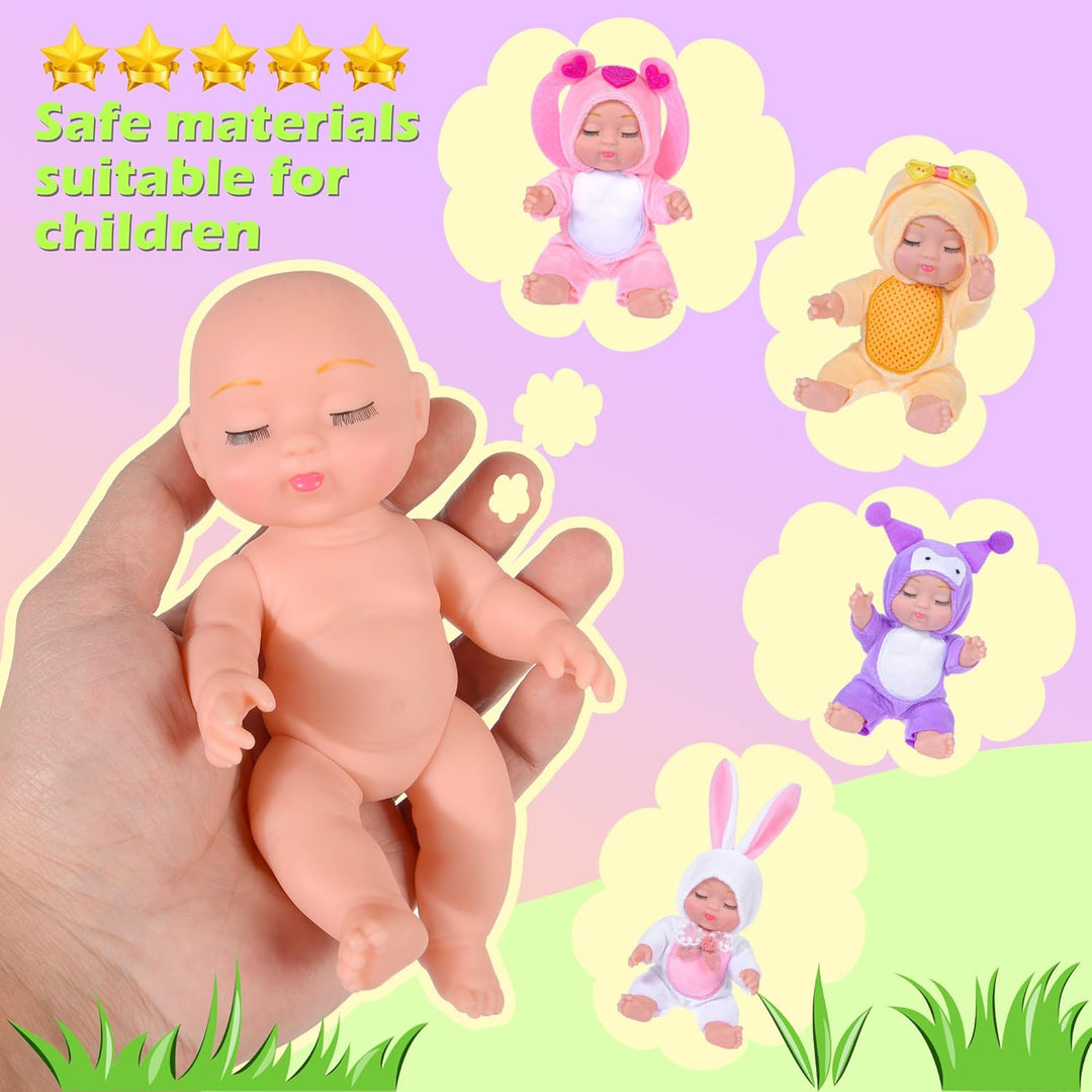 4 Pcs Muñecas de Bebé de 7 Pulgadas con Adorables Trajes Temáticos...