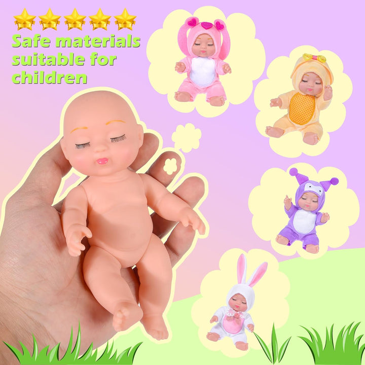 4 Pcs Muñecas de Bebé de 7 Pulgadas con Adorables Trajes Temáticos...
