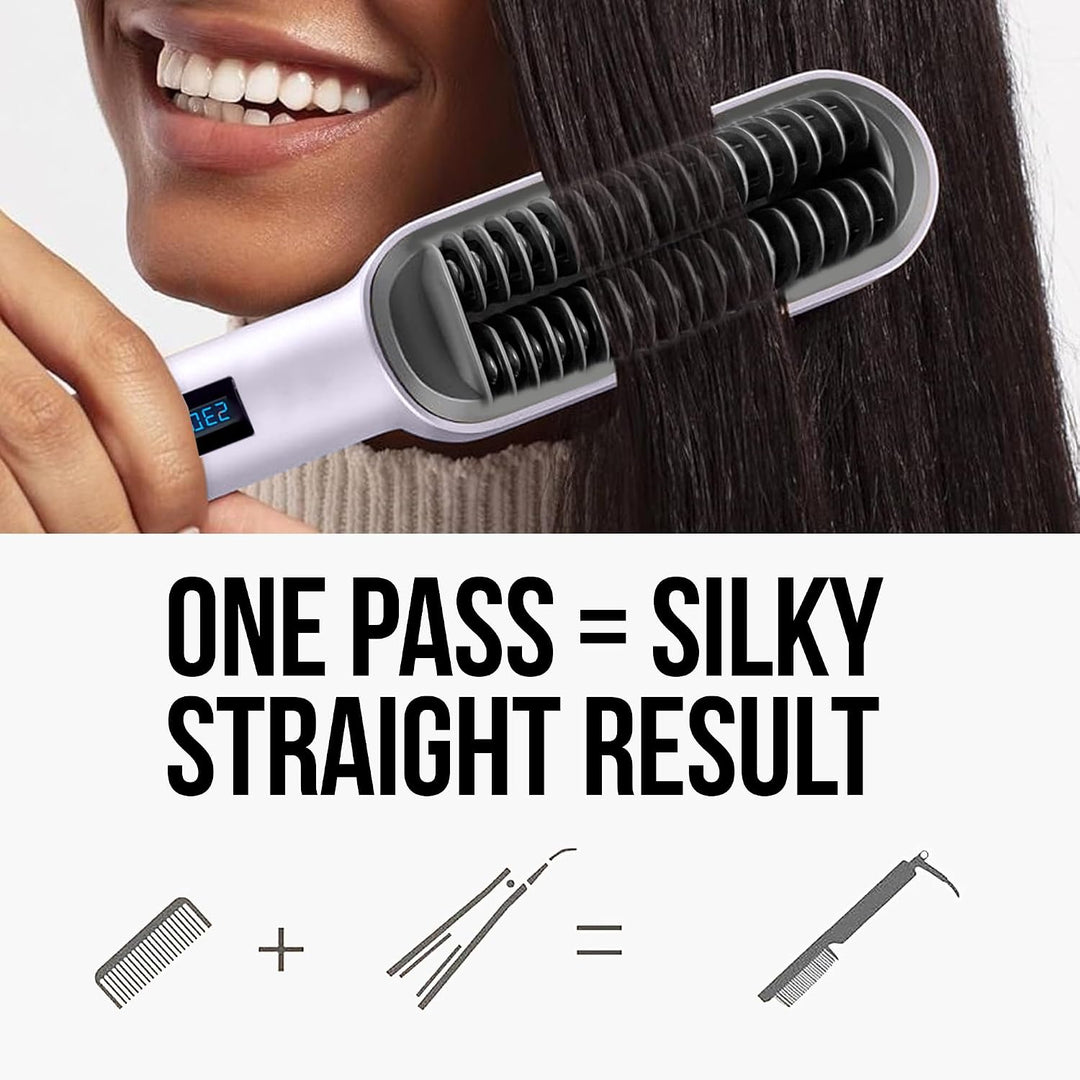ELITE HAIR TOOLS - Cepillo alisador de pelo, doble fila, morado, 17...