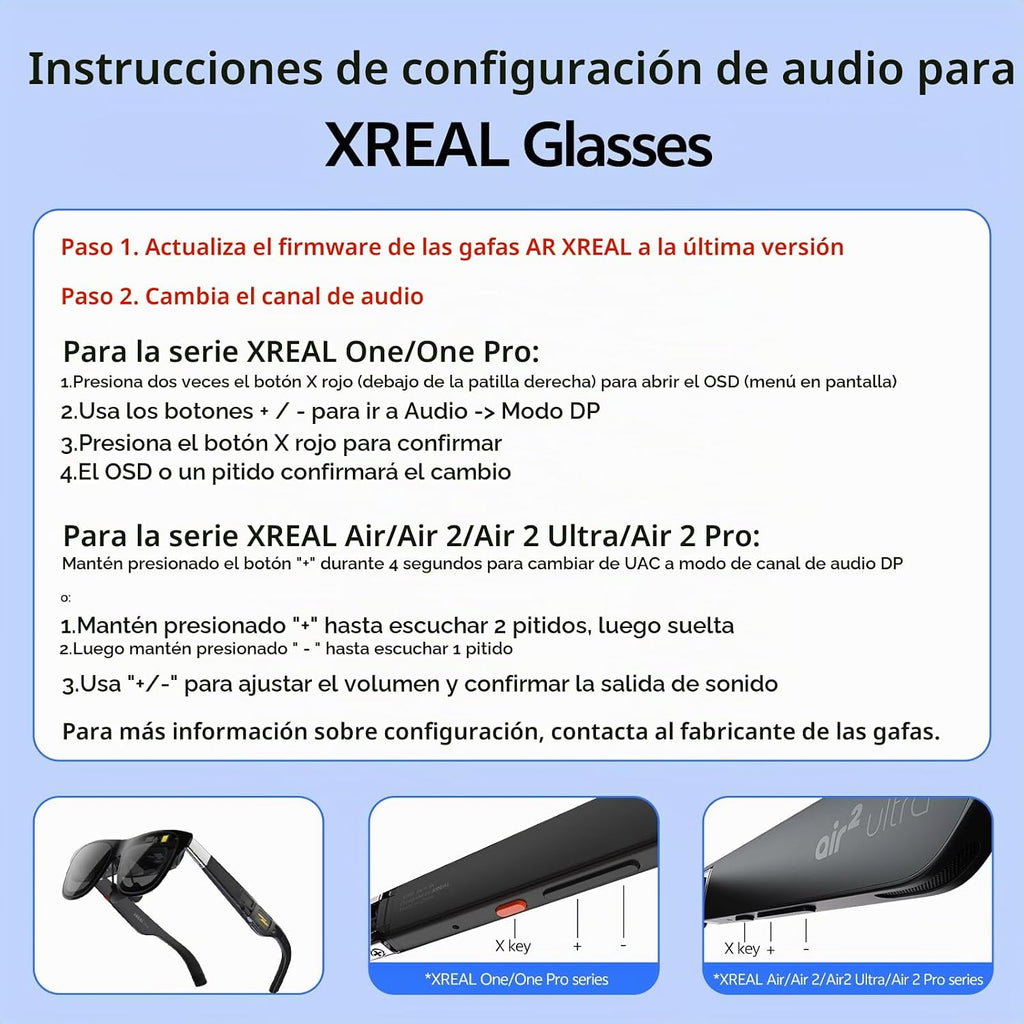 Adaptador de gafas USB C a AR Adaptador de alimentación y juego para gafas