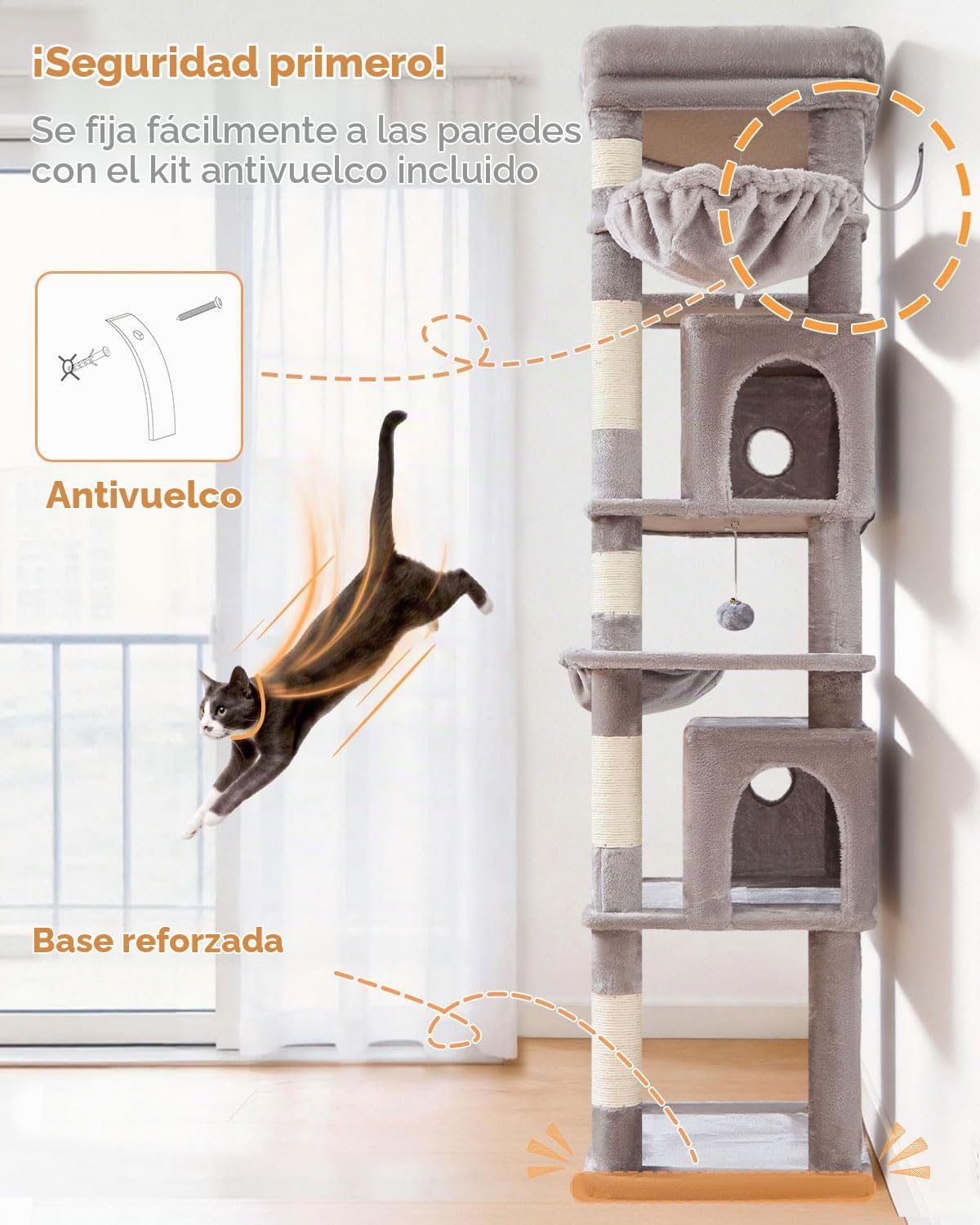 Taoqimiao Árbol para gatos resistente, torre de gato resistente de 73