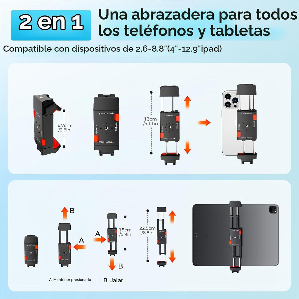 MACTREM Soporte de trípode para iPad de 67" para cámara de teléfono y