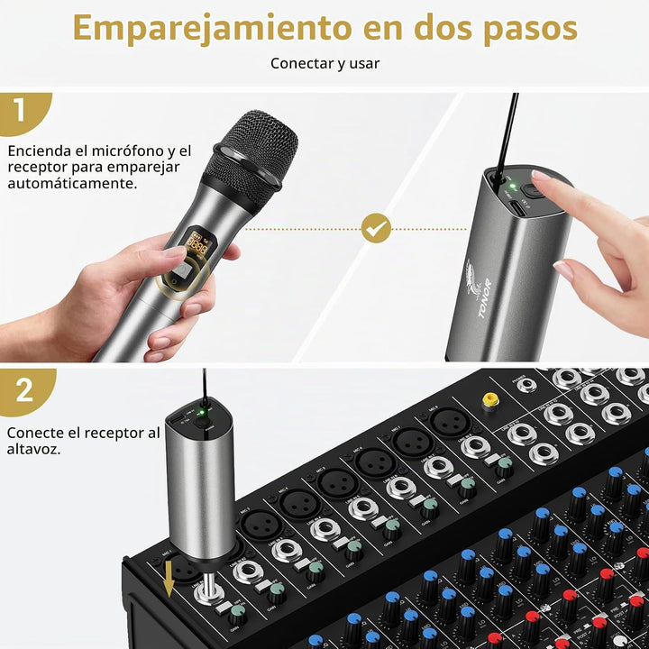 Micrófonos inalámbricos TONOR, micrófono de karaoke UHF con recepto...