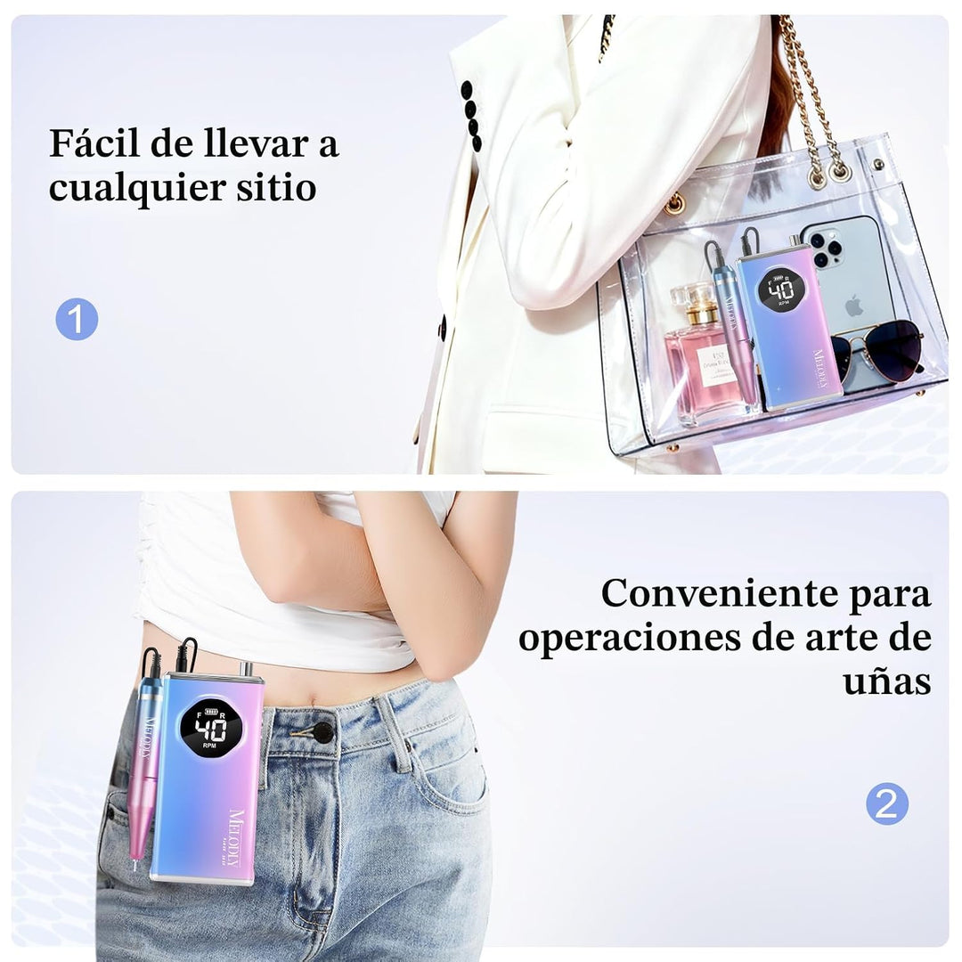 Melodly - Taladro de uñas eléctrico profesional de 40000 RPM, kit d...