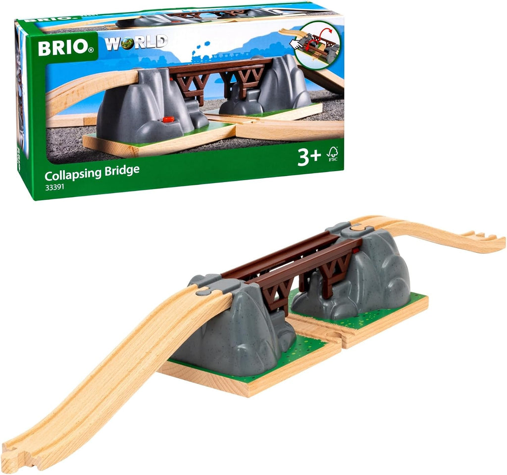 BRIO World Puente colapsable para set de trenes de madera - Accesorio de 3 piezas - Certificado FSC - Compatible con BRIO Railway y sets de vías de tren - Fomenta la creatividad divertida - Para niños