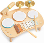 Juego de batería para bebé, instrumentos musicales de madera de