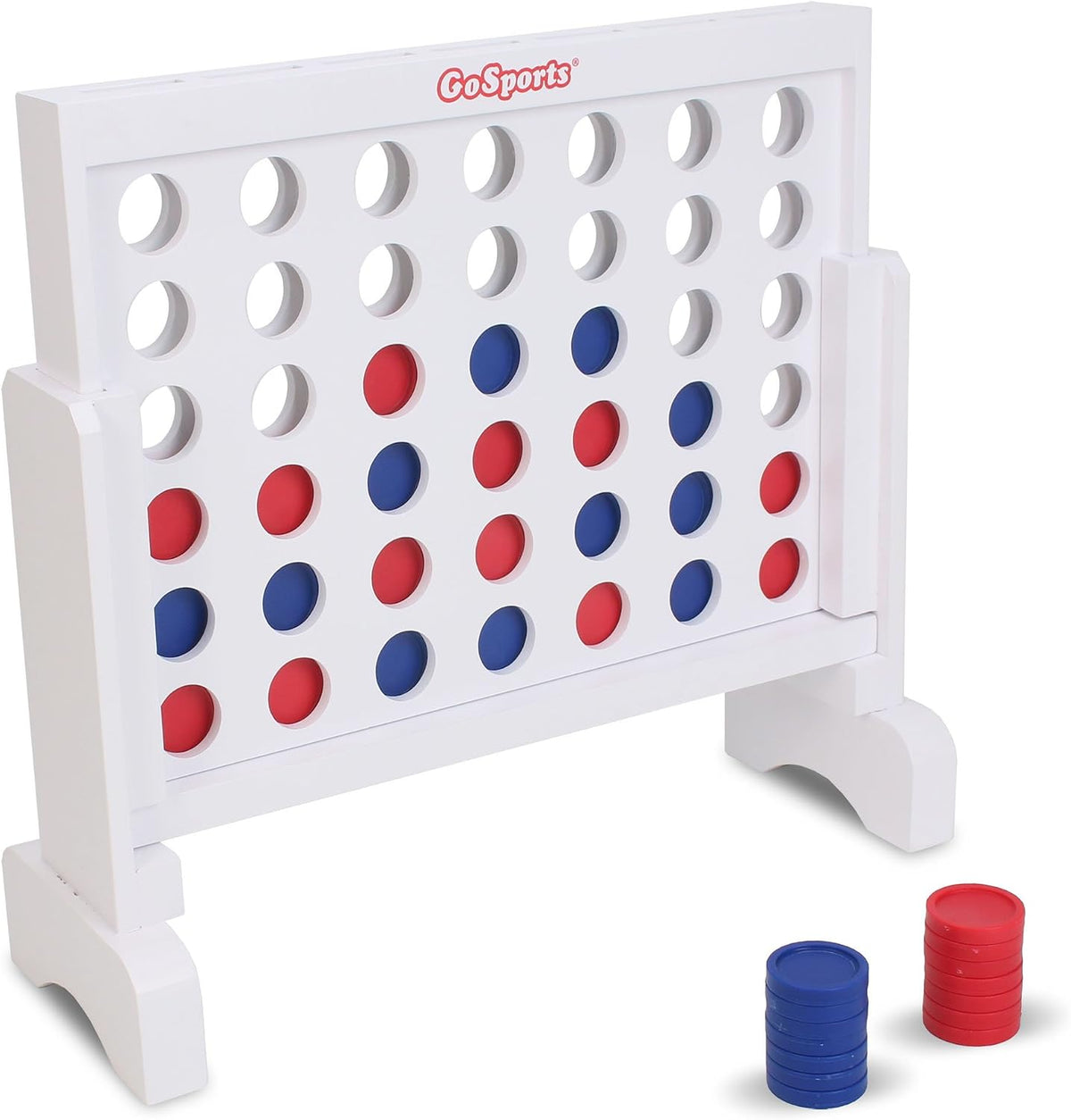 GoSports madera sólido premium Juego 4 en fila con funda transportadora – 1 pies de ancho