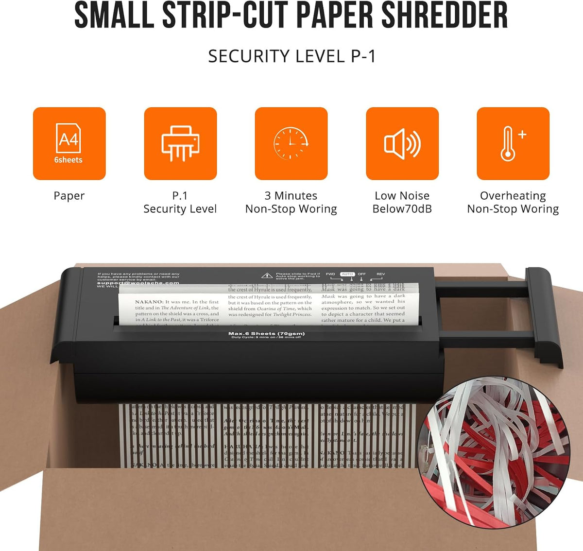 Suntiko Trituradora de papel casero portátil de corte de tira de 6 hojas