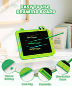 Tableta LCD de 12 pulgadas para garabatear, tableta, almohadilla de dibujo de dinosaurio verde para niños de 3 a 6 años, regalos de Navidad y cumpleaños
