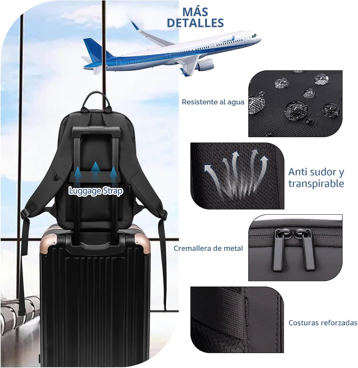 Mochila para hombre, ligera, para viajes de negocios, mochila antirrobo resistente al agua para computadora de 15.6 pulgadas para computadora diaria de oficina y trabajo con bolsa pequeña (negro, 15.6 pulgadas)