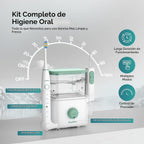 Combo de cepillo de dientes eléctrico con hilo dental de agua | Sistema de cuidado bucal de encimera 2 en 1 | 10 niveles de presión, 25-160 PSI | Tanque de 20 onzas, 6 puntas de chorro y 2