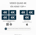 Kensington Estación de acoplamiento SD4790P USB-C Quad 4K, carga de 100 W, 3 x DisplayPort, 3 x HDMI, para Windows/macOS/ChromeOS (K33610NA)