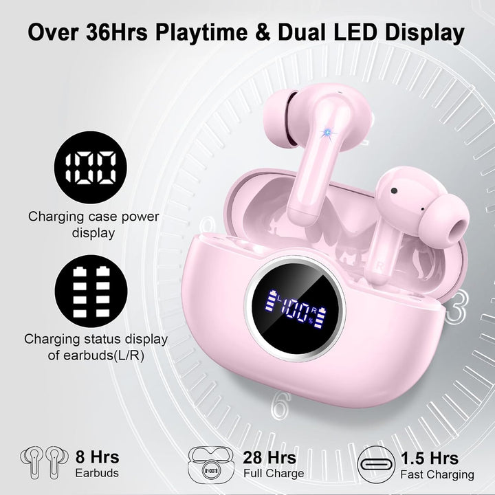 Auriculares Bluetooth 5.4, auriculares inalámbricos 2026 3D-estéreo...