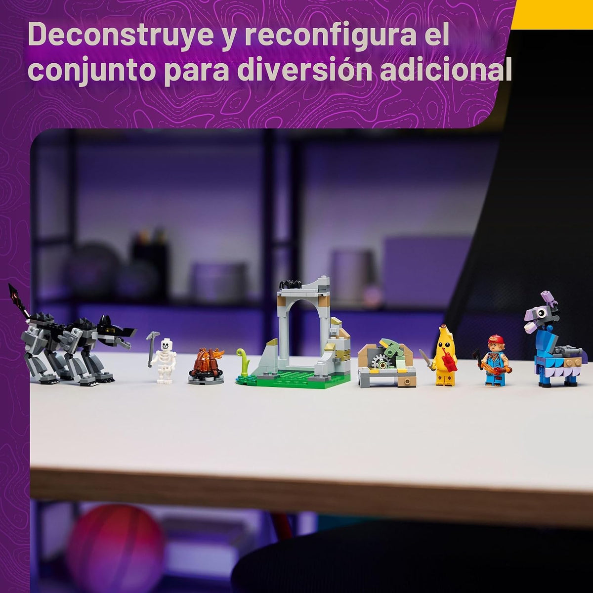 LEGO Fortnite Peely & Sparkplug's Camp - Juego de construcción de videojuegos para niñas y niños a partir de 7 años - Figuras de juguete de Fortnite Peely, Sparkplug y más - Idea de regalo para cumpleaños - 77075