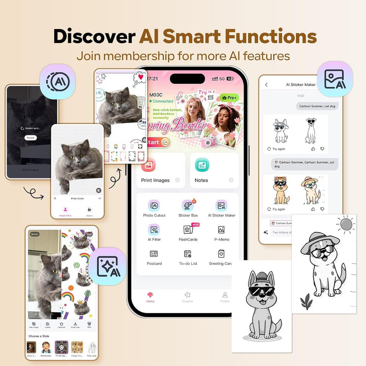 Phomemo M03C - Mini impresora de tarjetas flash, mini impresora de...