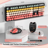 Teclado y ratón inalámbricos, MOFII 104 teclas redondas máquina de...