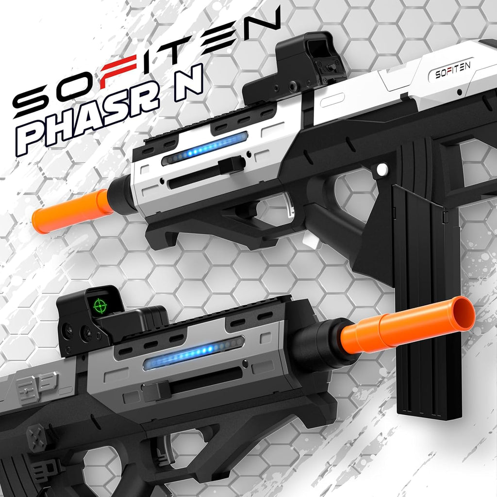 SOFITEN Pistola de juguete eléctrica potente rifle de francotirador automático con bala suave, equipado con alcance, 2 cargadores extendidos (*18), chaleco táctico, regalos de cumpleaños de Navidad y Año Nuevo para niños, adolescentes y adultos