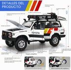 Autos de juguete para niños, autos de fundición a escala 1:24, compatible con Land Cruiser LC80, modelo de automóvil coleccionable, auto de juguete con retroceso con luces y sonidos, autos de