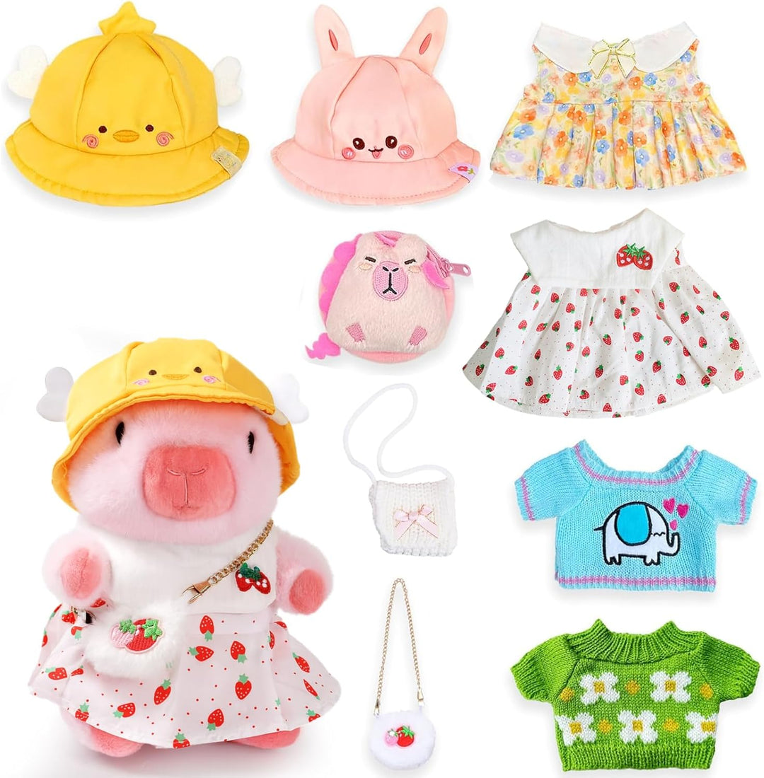 TITQWOP Bonito peluche Capybara de 10.2 pulgadas con 9 piezas de ro...