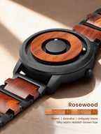 EUTOUR Reloj de Madera para Hombre Magnético con Movimiento Suizo QTZ Dial de Cuentas Flotantes 40mm