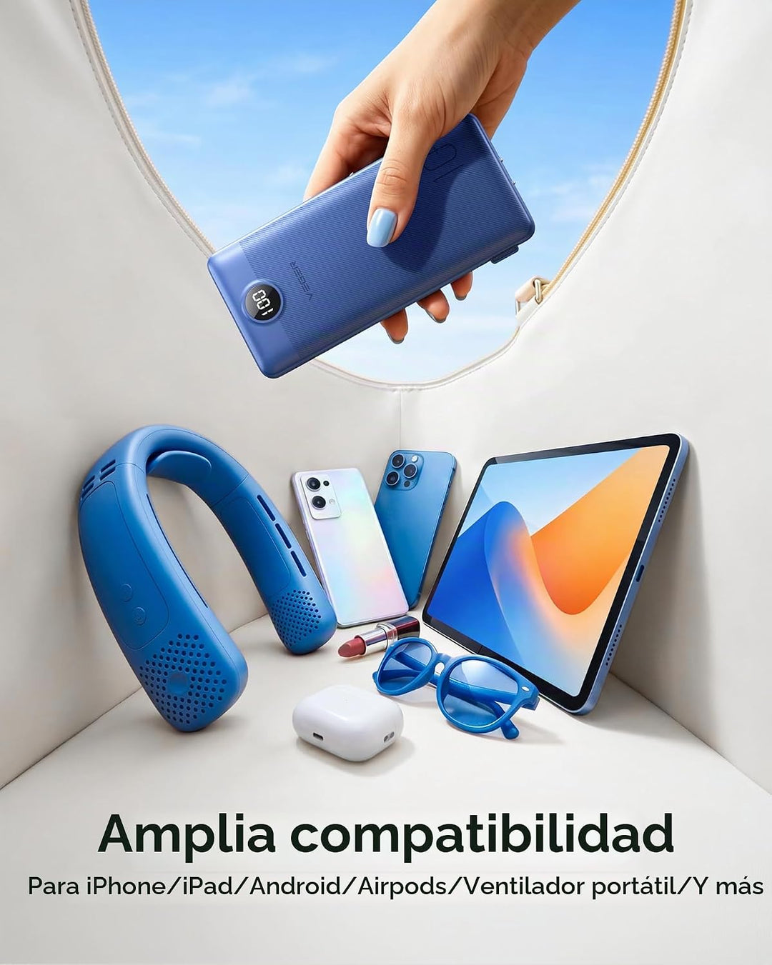 VEGER Cargador portátil con enchufe AC incorporado y cables, todo e...