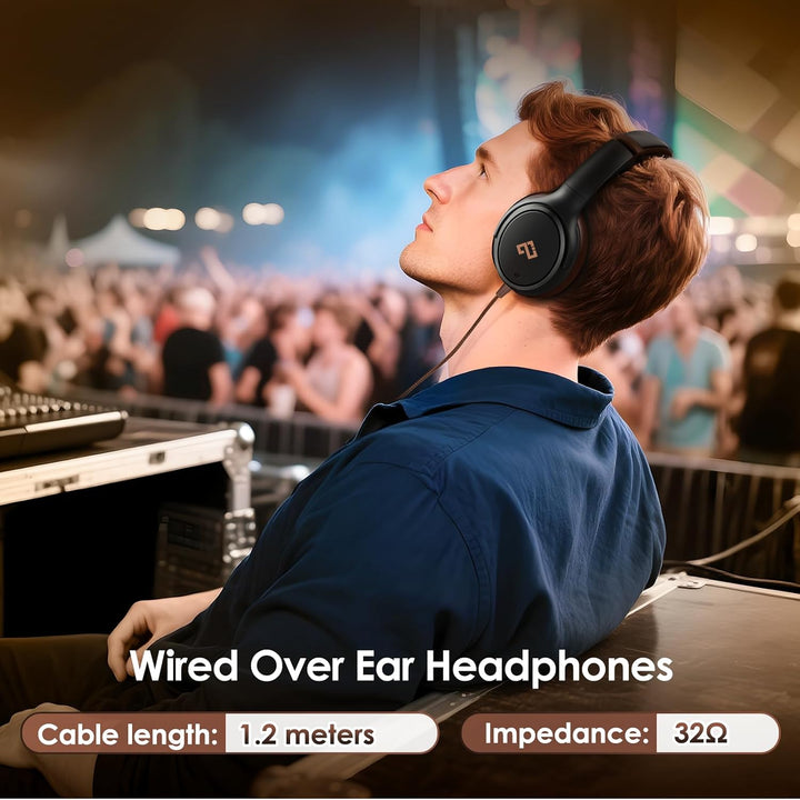 Auriculares USB C con cable sobre la oreja con micrófono HD, auricu...