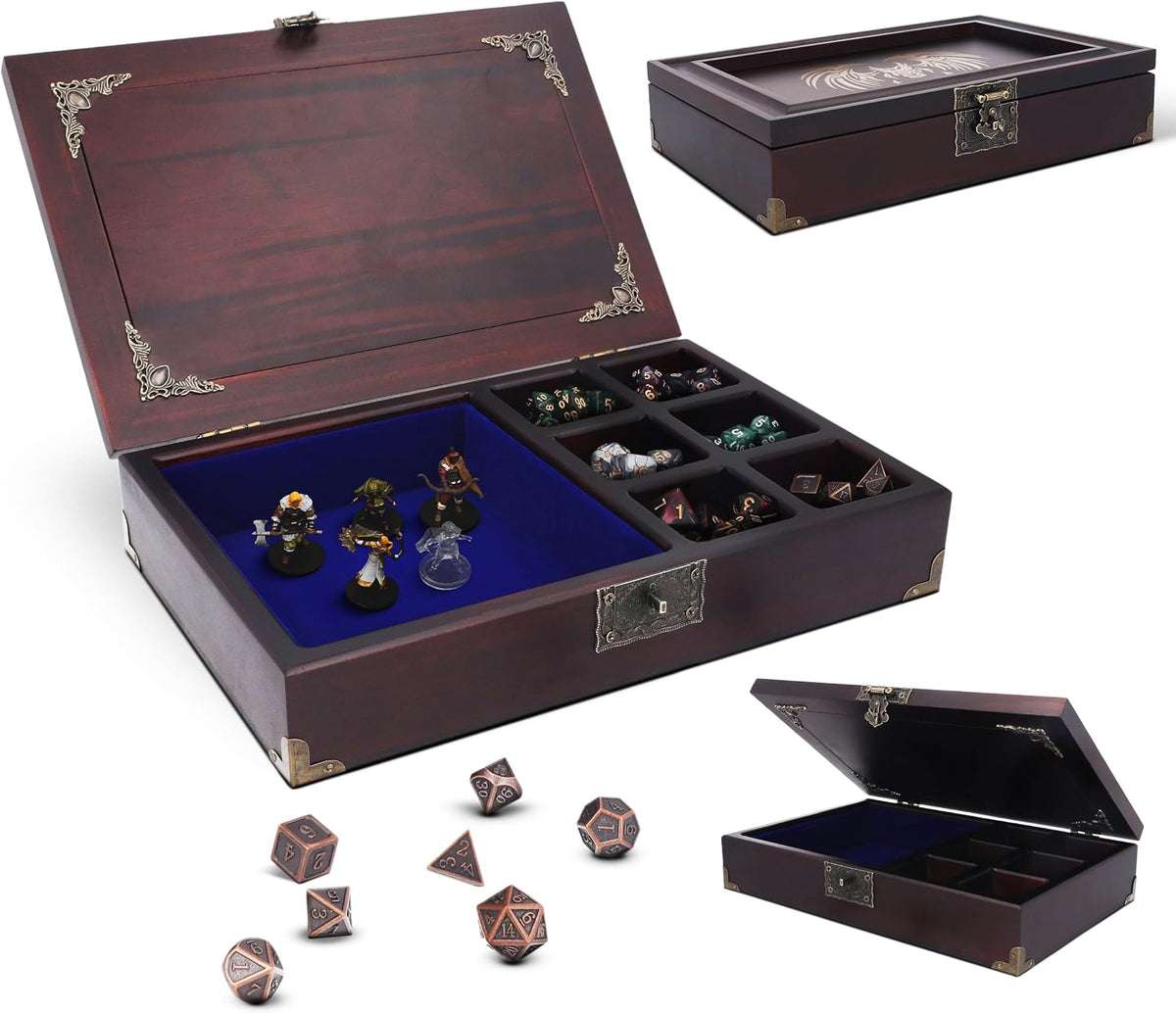 Bandeja de dados 2 en 1 – bandeja de dados con cosas de dnd – caja de dados y organizador de almacenamiento | Bandeja rodante de dados para juegos de mesa RPG – Estuche de dados para rodar para jugadores de Calabozos y Dragones