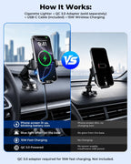 Soporte de cargador de coche inalámbrico 3 en 1, soporte de teléfono de sujeción automática de carga rápida de 15 W para iPhone 17 16 15 14, Samsung Galaxy S24 S23, tablero de instrumentos