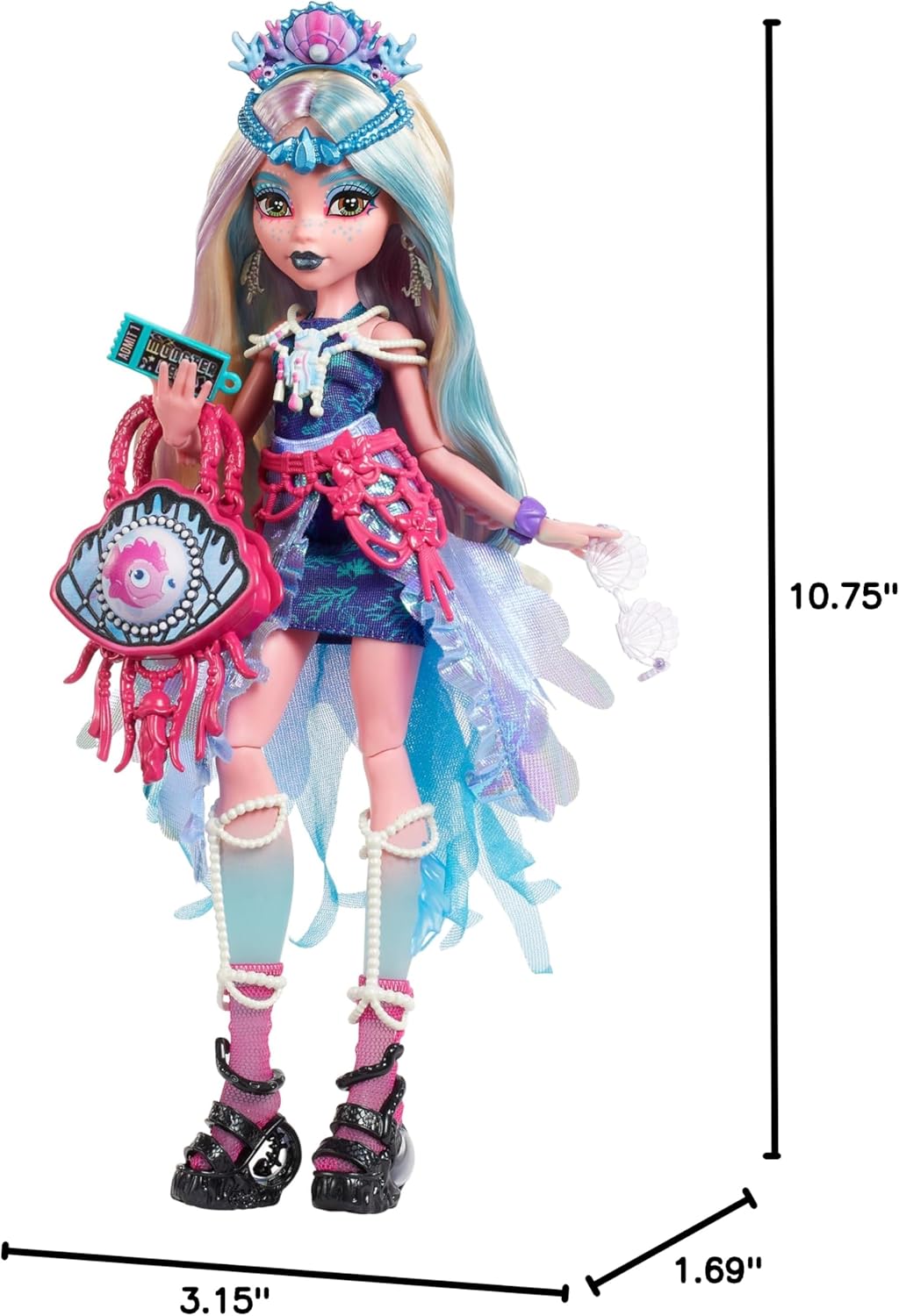 Monster High Muñeca Monster Fest, Lagoona Blue con atuendo glamoros...