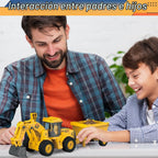 Juguete de excavadora con contenedor de carga, vehículo de construcción a escala 1:18 para niños, empujar y salir impulsado por inercia, luces y sonidos, brazo de excavadora de trabajo, juguete de