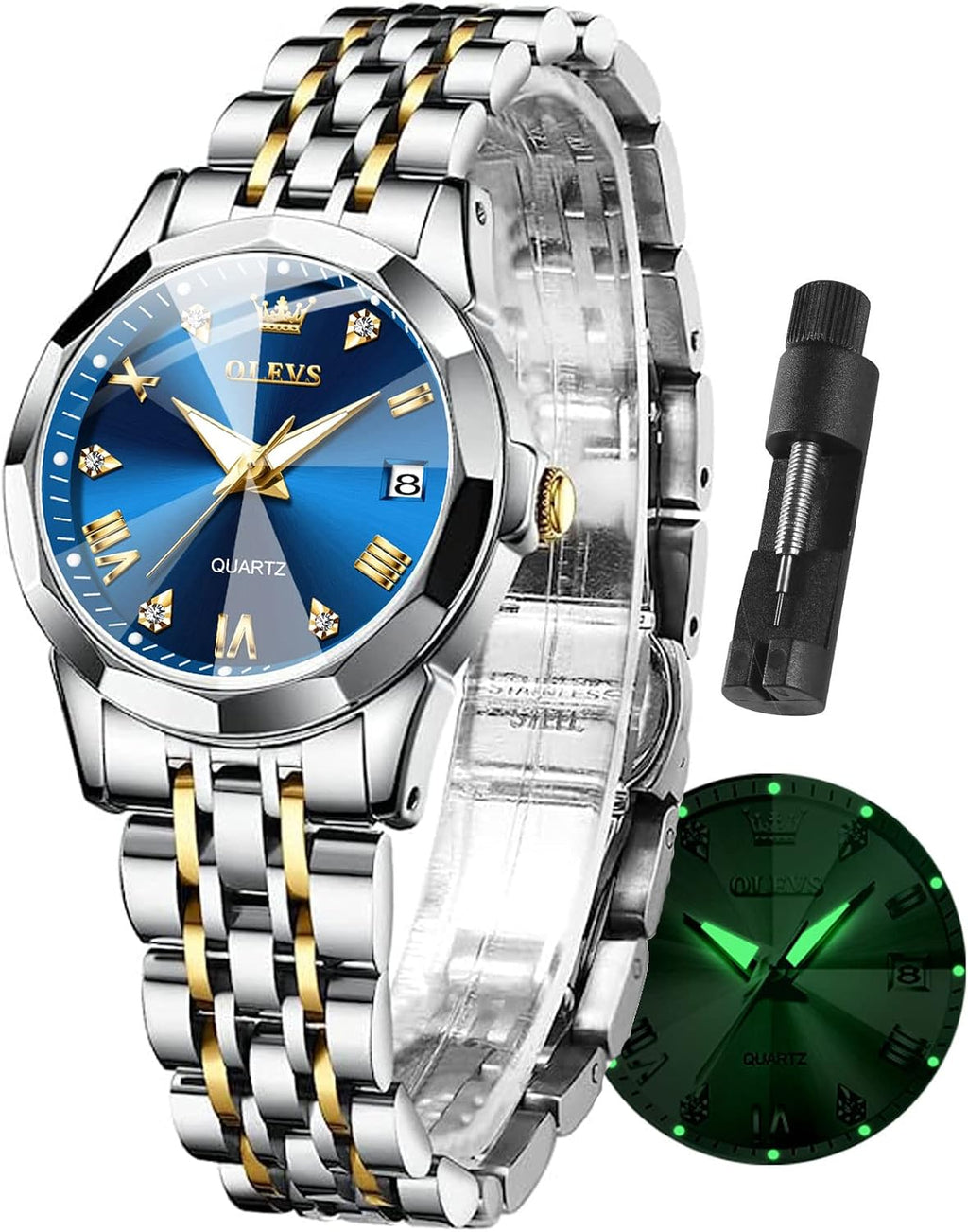 OLEVS Relojes Plateados para Mujeres con Muñecas Pequeñas, RWatch de Lujo para Damas con Fecha