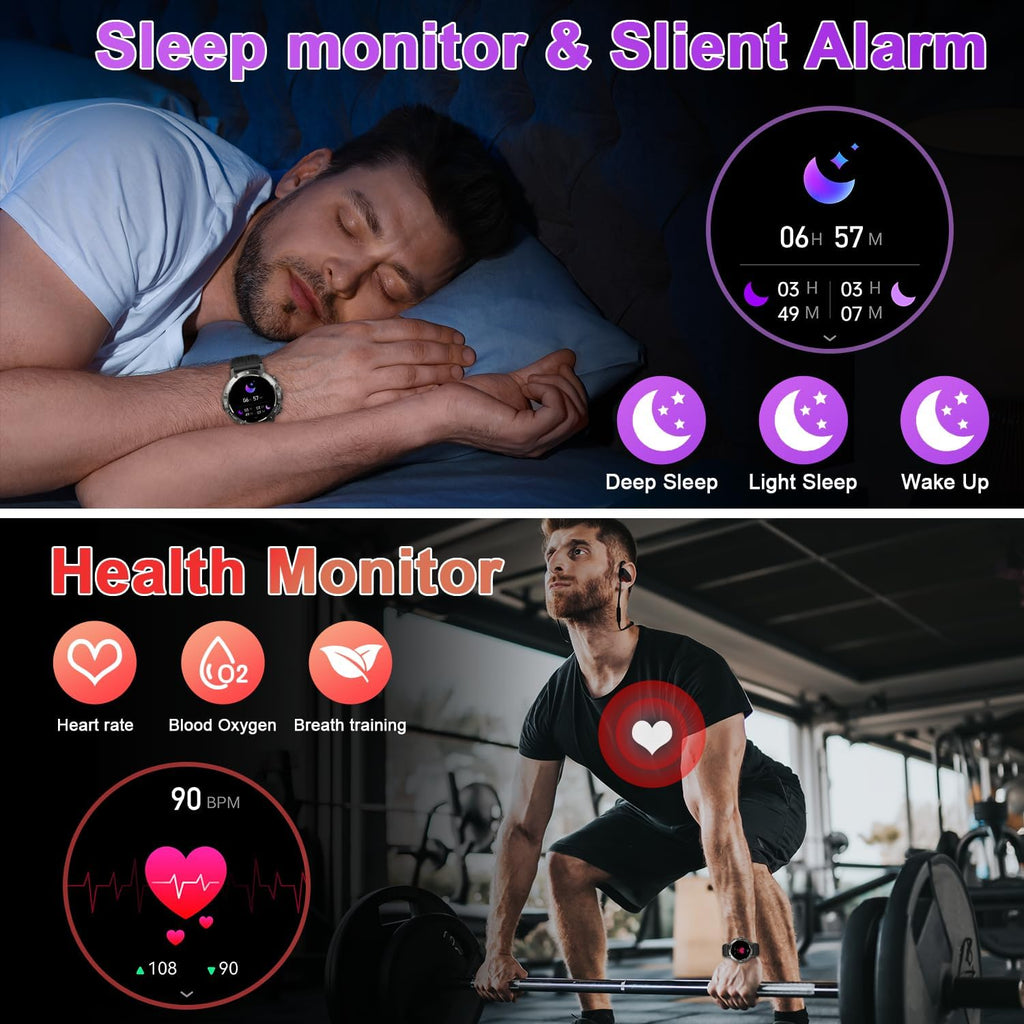 Reloj inteligente para hombre, rastreador de actividad física: Bluetooth resistente al agua, responder llamada, relojes digitales para hombre, podómetro, podómetro, reloj inteligente para teléfonos