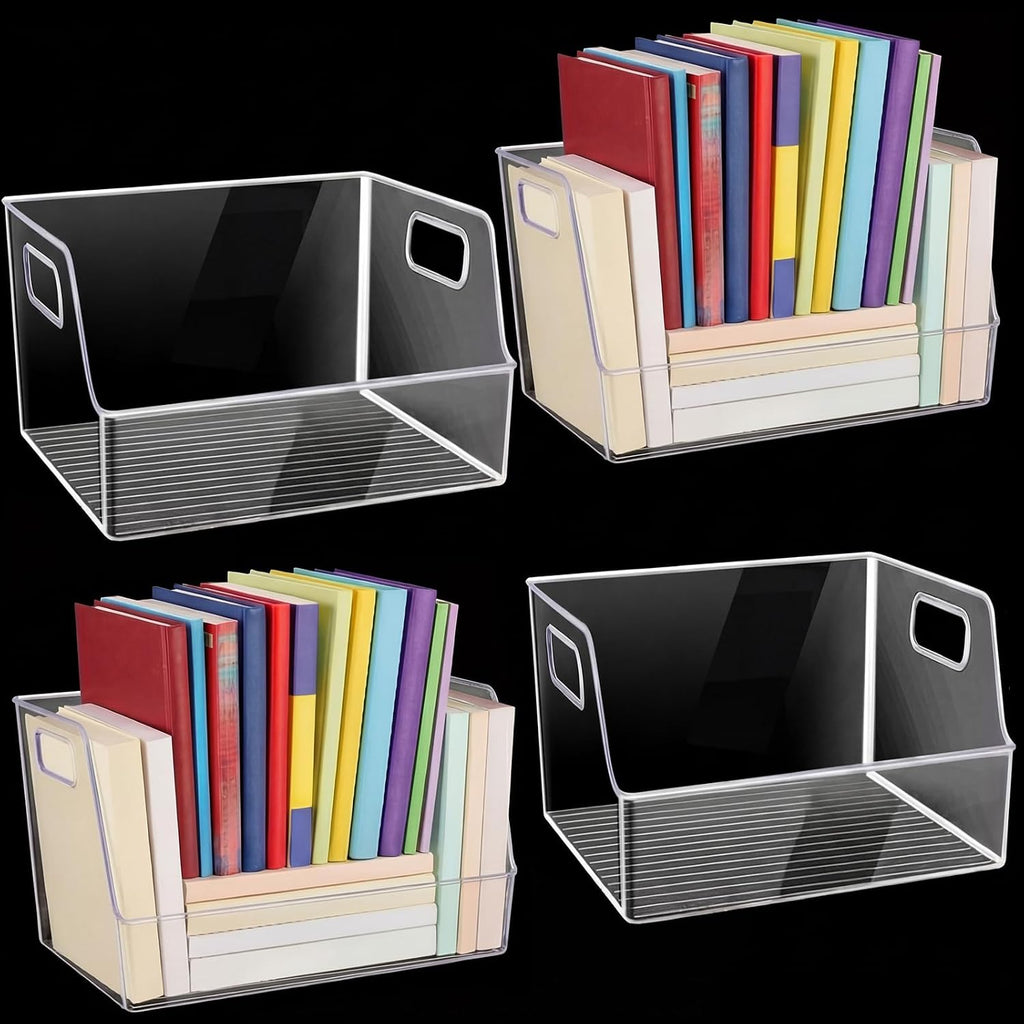 Organizador de libros de almacenamiento grande transparente de 4
