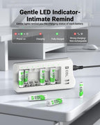 EBL Cargador de baterías AA/AAA, 8 AA 2300mAh y 8 AAA 1100mAh NiMH, 2