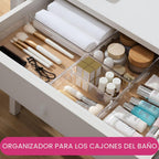 Paquete de 26 cubos organizadores de cajones grandes, organizadores completos de plástico transparente de 5 tamaños para utensilios de cocina, bandejas organizadoras de cajones de baño