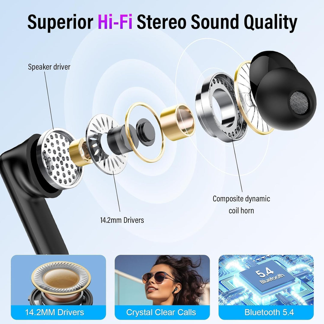 Auriculares inalámbricos, auriculares Bluetooth 5.4 con pantalla tá...