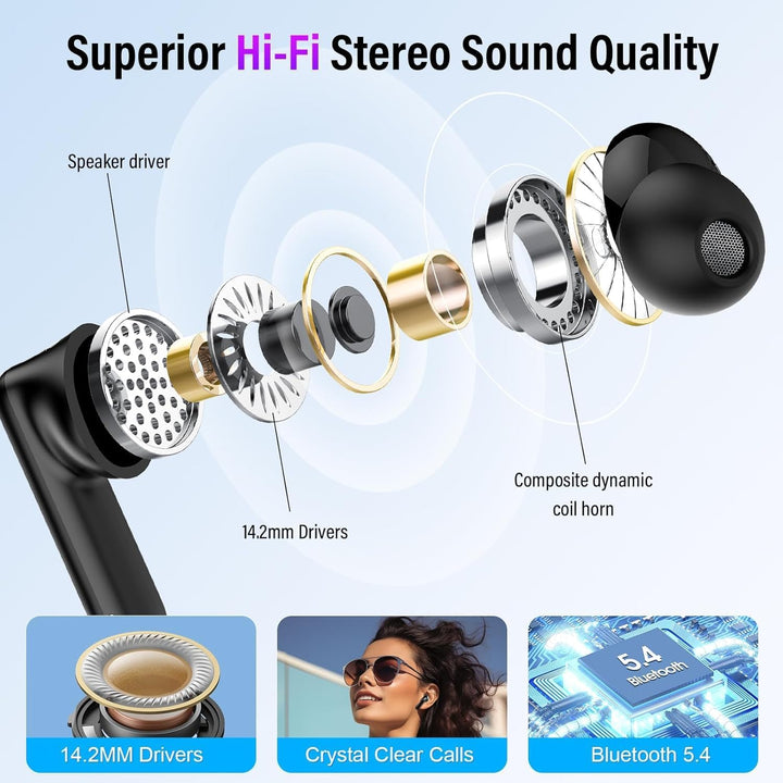 Auriculares inalámbricos, auriculares Bluetooth 5.4 con pantalla tá...