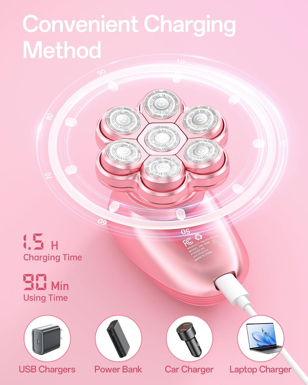 Maquinillas de afeitar eléctricas 5 en 1 para mujer, cabeza magnéti...