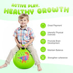 Pelota saltarina PlayZap para niños de 3 a 8 años, bola hinchable verde de 18 pulgadas con dinosaurio y asas, juguetes inflables hippity hop para saltar y rebotar para niños y niñas, para interior y