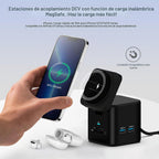 Estación de acoplamiento USB C para laptop con soporte de cargador MagSafe, adaptador multipuerto USB C Hub 9 en 1 con HDMI 4K, Ethernet de 1 Gbps, 3 USB 3.0, SD/TF, compatible con MacBook/Dell/HP
